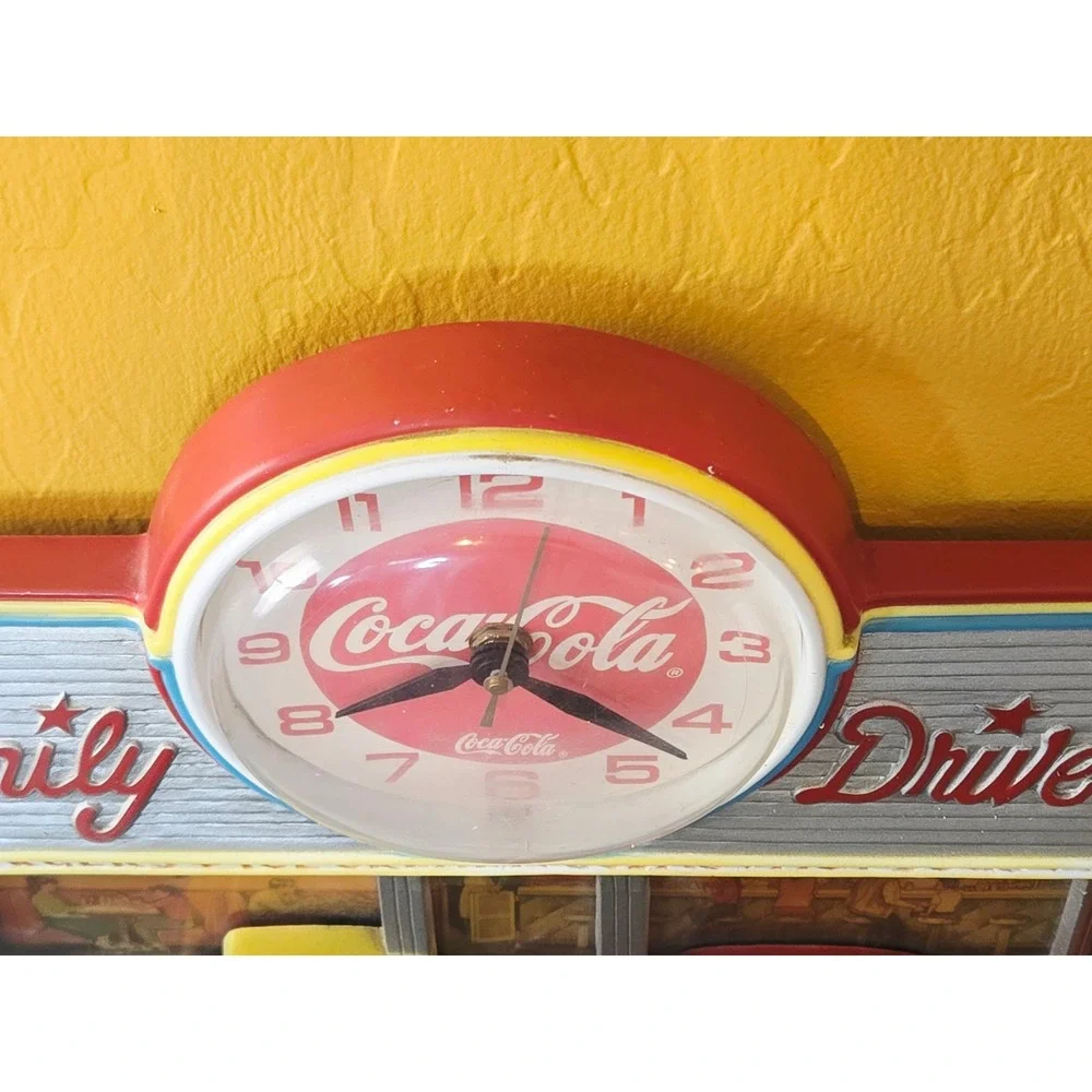 Coca-Cola Family Drive-In Wall Clock Vintage Burwood Products Retro 1988 WORKS